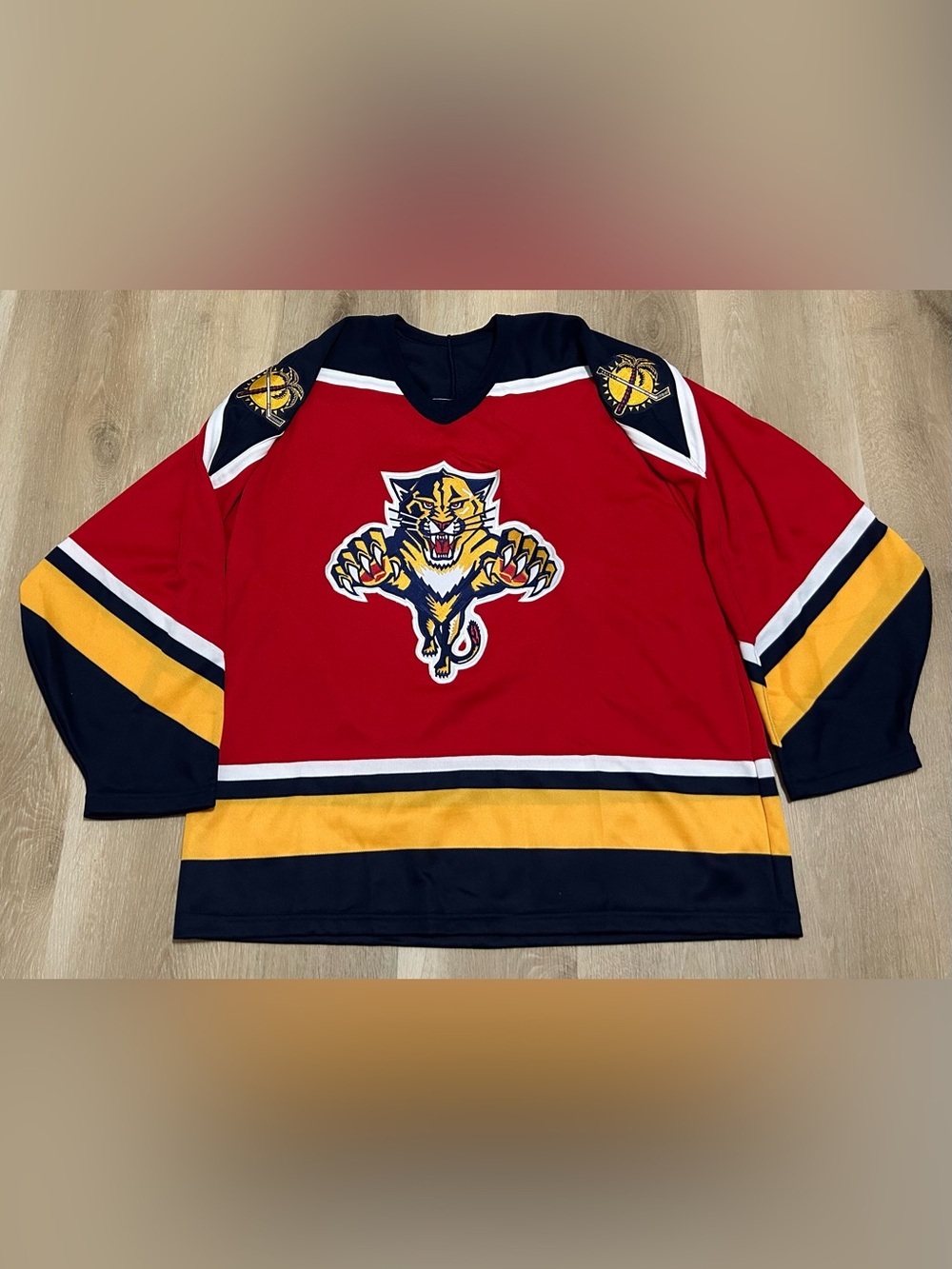 Vintage Florida Panthers NHL CCM Red and Navy Hockey Jersey